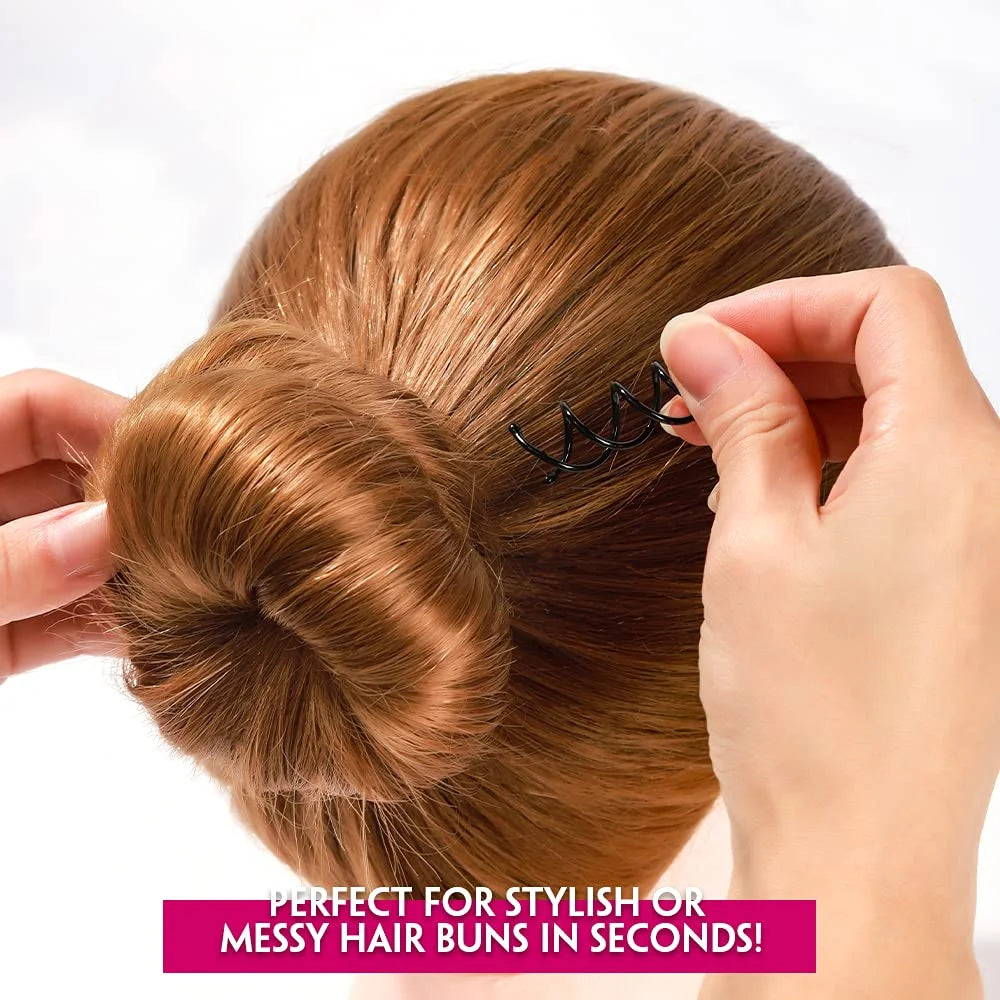 Casewin 20Pcs Spiral Hair Pins, Rotating Pin Non-Scratch round Tips, Twist Screw Hair Pin for Women Bun Hair Style DIY, Spiral Bobby Pins Black
